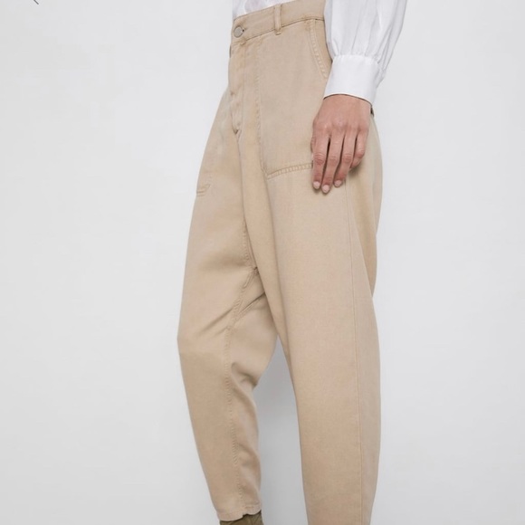 Zara | Pants u0026 Jumpsuits | Zara Baggy Trousers Beige | Poshmark